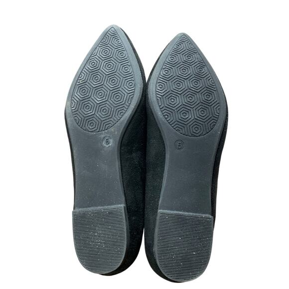 Rekayla Womens Size 5 Black Faux Suede Slide On Pointy Toe Ballet Flats Shoes - Picture 7 of 7